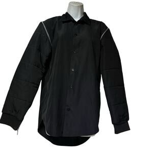 Christopher Shannon Black Hybrid Puffer Sleeve Button Shirt Jacket Men’s Size S